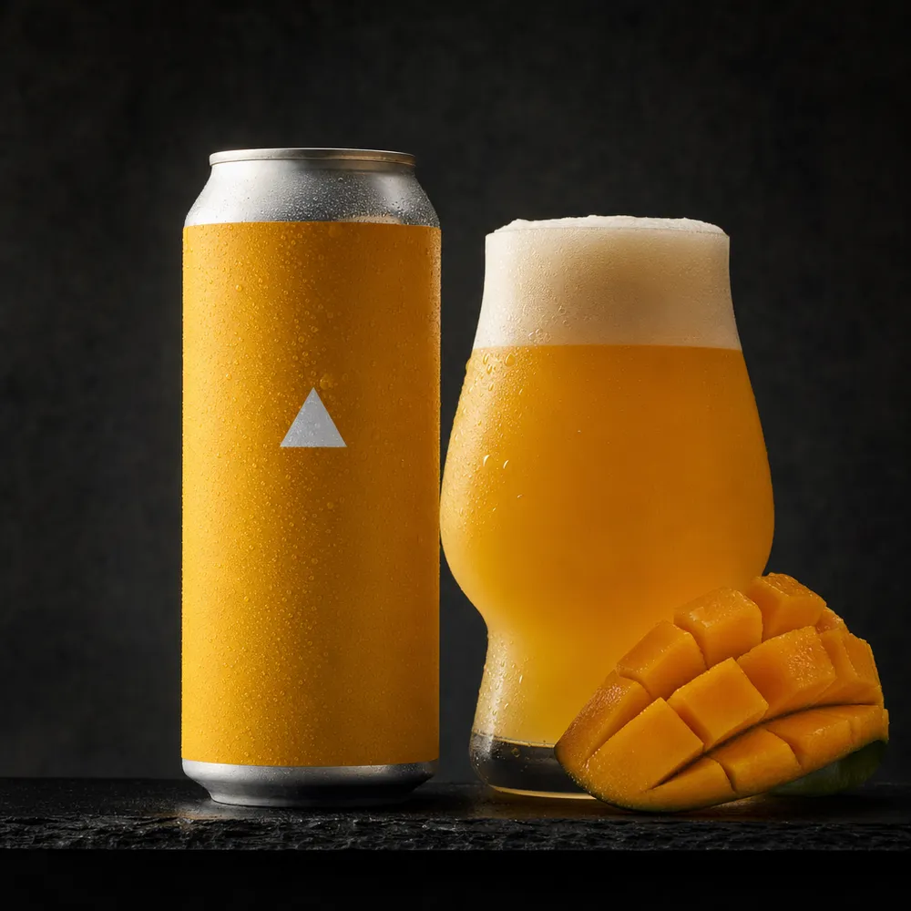 Lata de Niebla junto a un vaso de hazy IPA